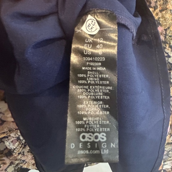 ASOS DESIGN mini smock dress tie waist ditsy Floral print chiffon Petite Size 8 - Picture 8 of 15